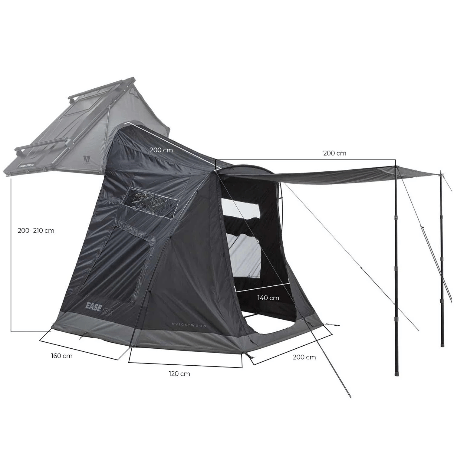Rooftop tent awning Vickywood CUMARU EASE & Vickywood XP 135